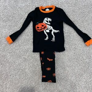 Kids Halloween Dinosaur pajama Set - Black and Orange